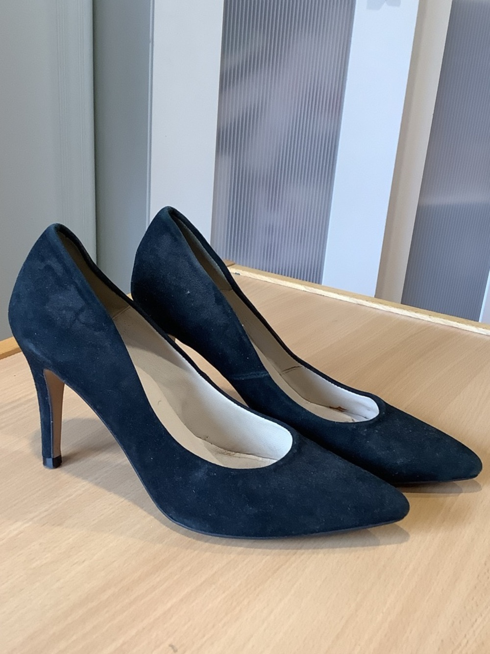 Classic Black Suede Pointed-Toe Pumps